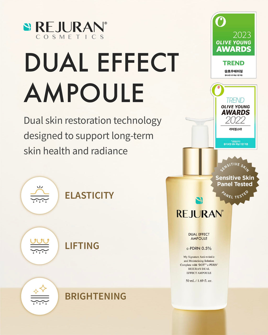 REJURAN® Dual Effect Ampoule DOT DUAL c-PDRN® [Larger Size] – Salmon DNA Serum for Deep Rejuvenation, Skin Elasticity & Texture