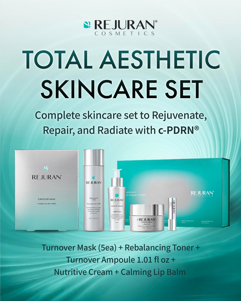 REJURAN Total Aesthetic Set c-PDRN – Salmon DNA Skincare Kit for Hydration, Firming & Radiant Glass Skin