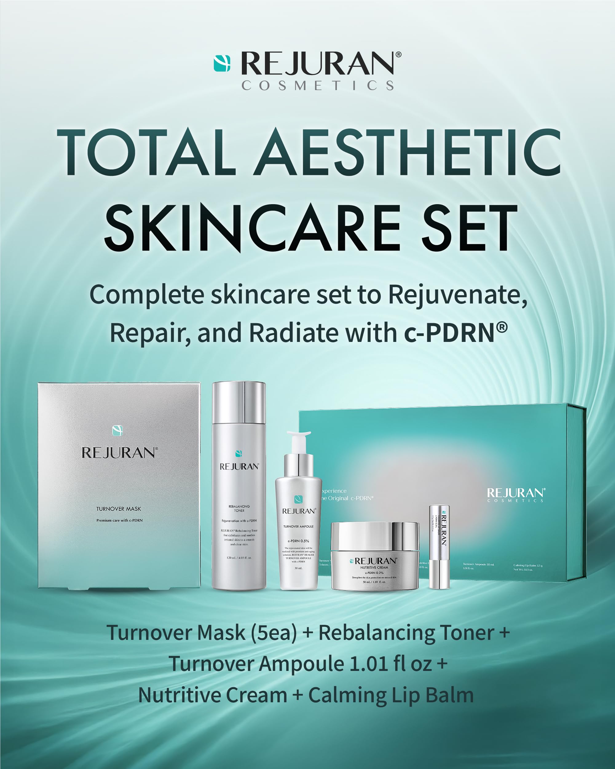 REJURAN Total Aesthetic Set c-PDRN – Salmon DNA Skincare Kit for Hydration, Firming & Radiant Glass Skin