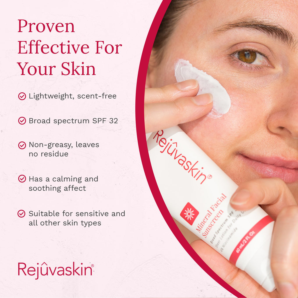 Rejuvaskin Mineral Facial Sunscreen SPF 32 – Oil-Free for Sensitive, Acne-Prone Skin