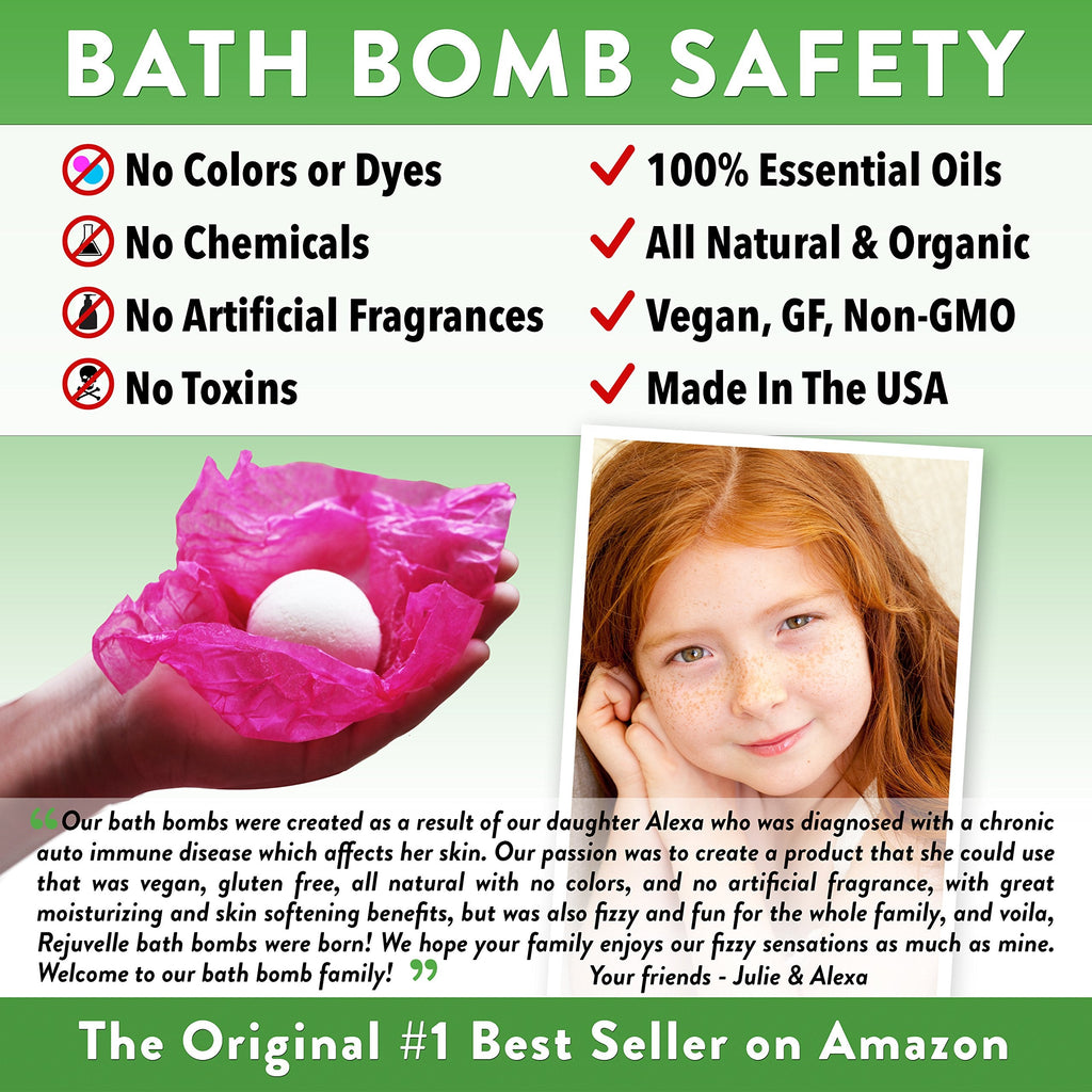 Rejuvelle Bath Bomb Gift Set – 6 All-Natural Soothing Fizzies with Eucalyptus & Peppermint
