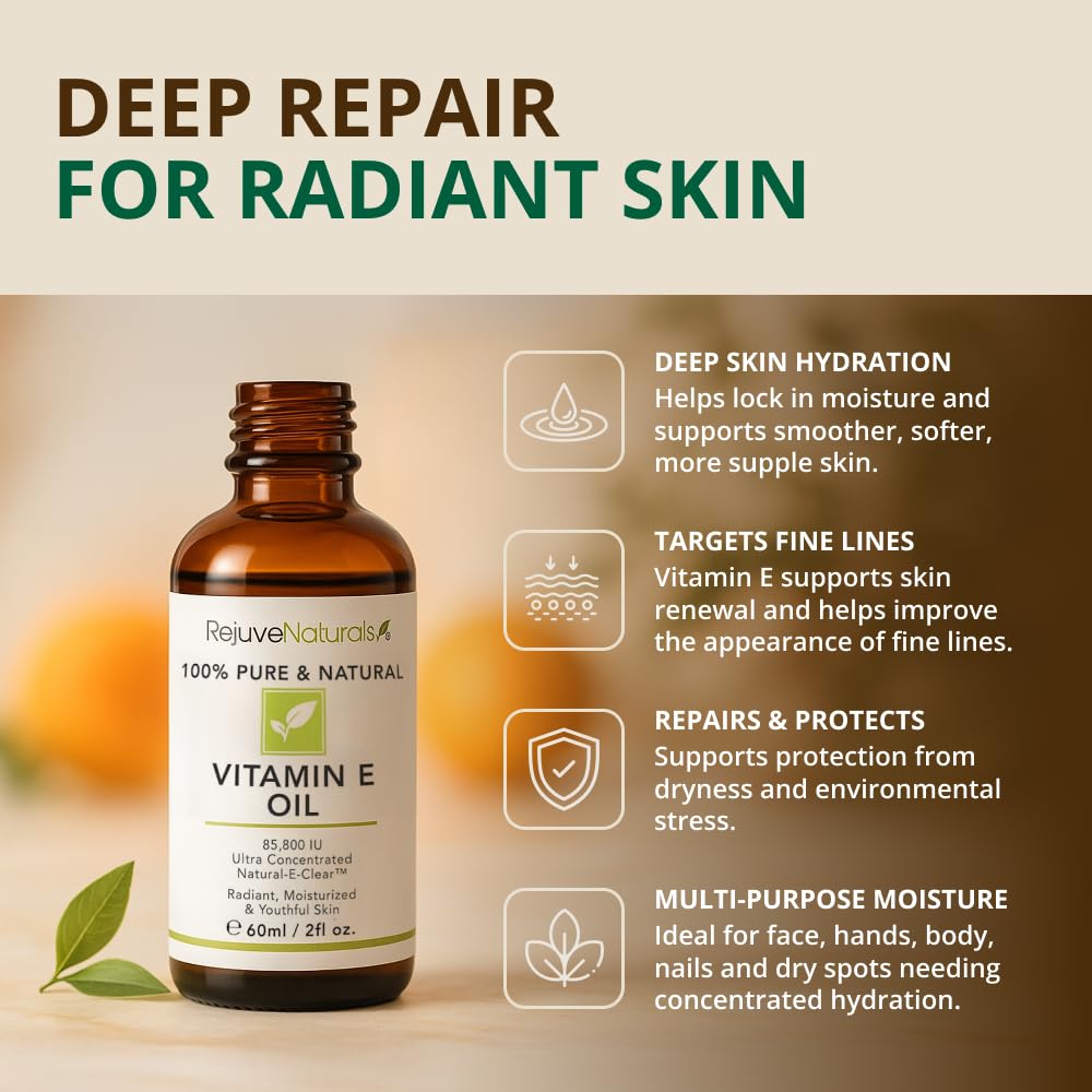 RejuveNaturals Vitamin E Oil 42,900 IU – Pure, Lightweight Hydration