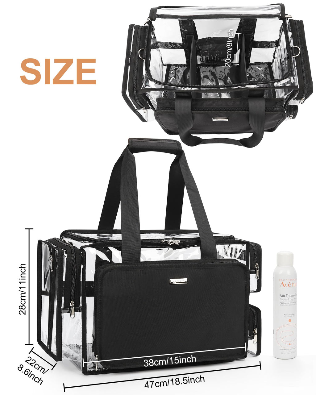 Relavel Professional Makeup Backpack & Large Clear Makeup Bag – Adjustable Dividers