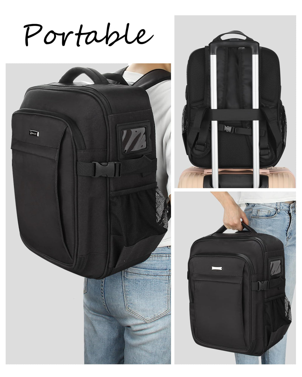 Relavel Professional Makeup Backpack & Large Clear Makeup Bag – Adjustable Dividers