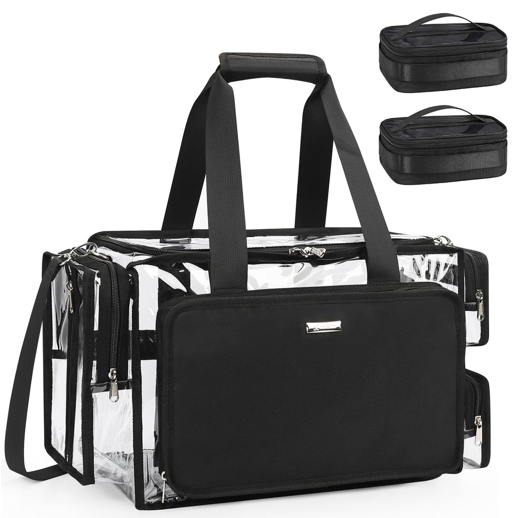 Relavel Clear Makeup Bag with 2 Small Pouches – Portable Pro MUA Kit Organizer