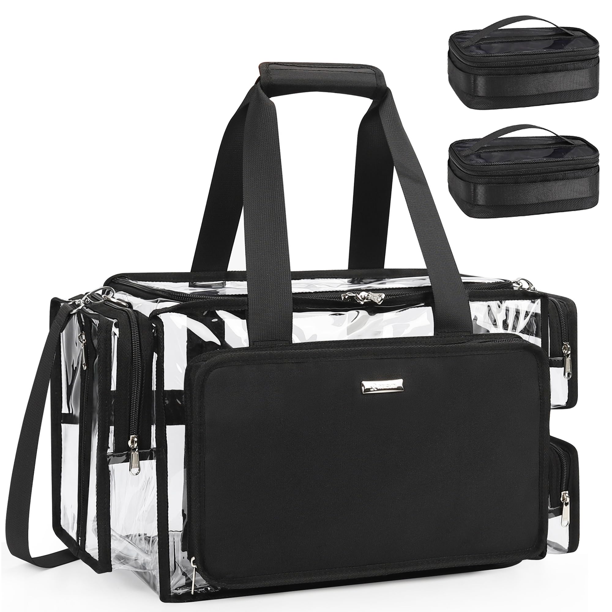 Relavel Clear Makeup Bag with 2 Small Pouches – Portable Pro MUA Kit Organizer