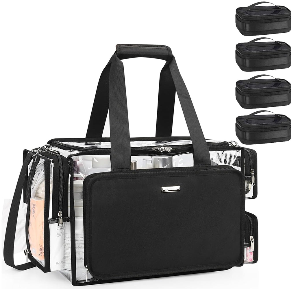 Relavel Clear Makeup Bag Kit with 4 Pouches – Large Transparent Organizer