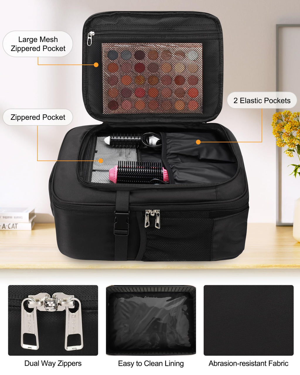 Relavel Professional Makeup Backpack & Large Clear Makeup Bag – Adjustable Dividers