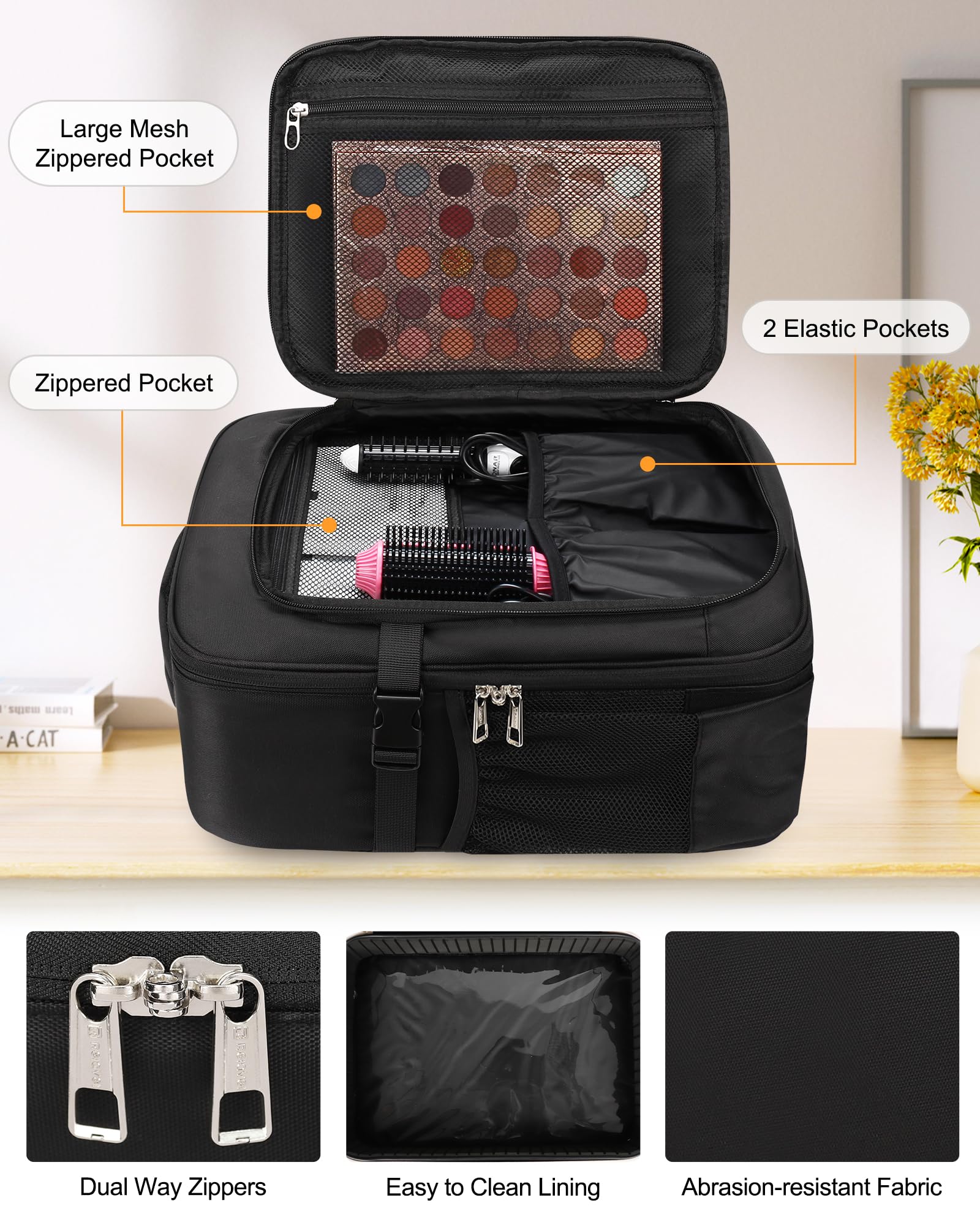 Relavel Professional Makeup Backpack & Large Clear Makeup Bag – Adjustable Dividers