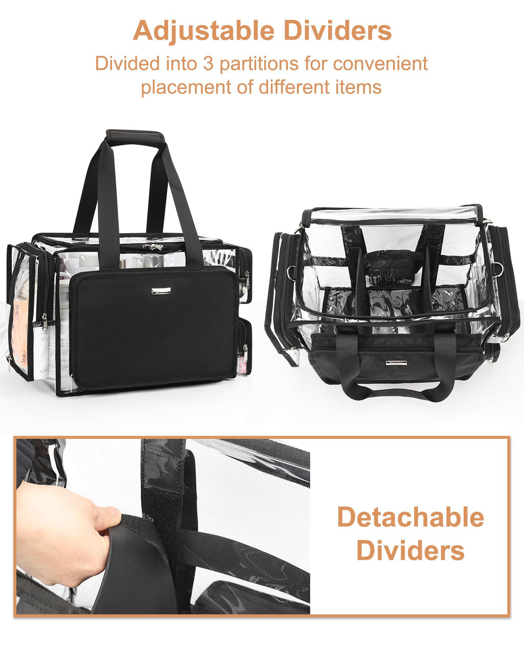 Relavel Professional Makeup Backpack & Large Clear Makeup Bag – Adjustable Dividers