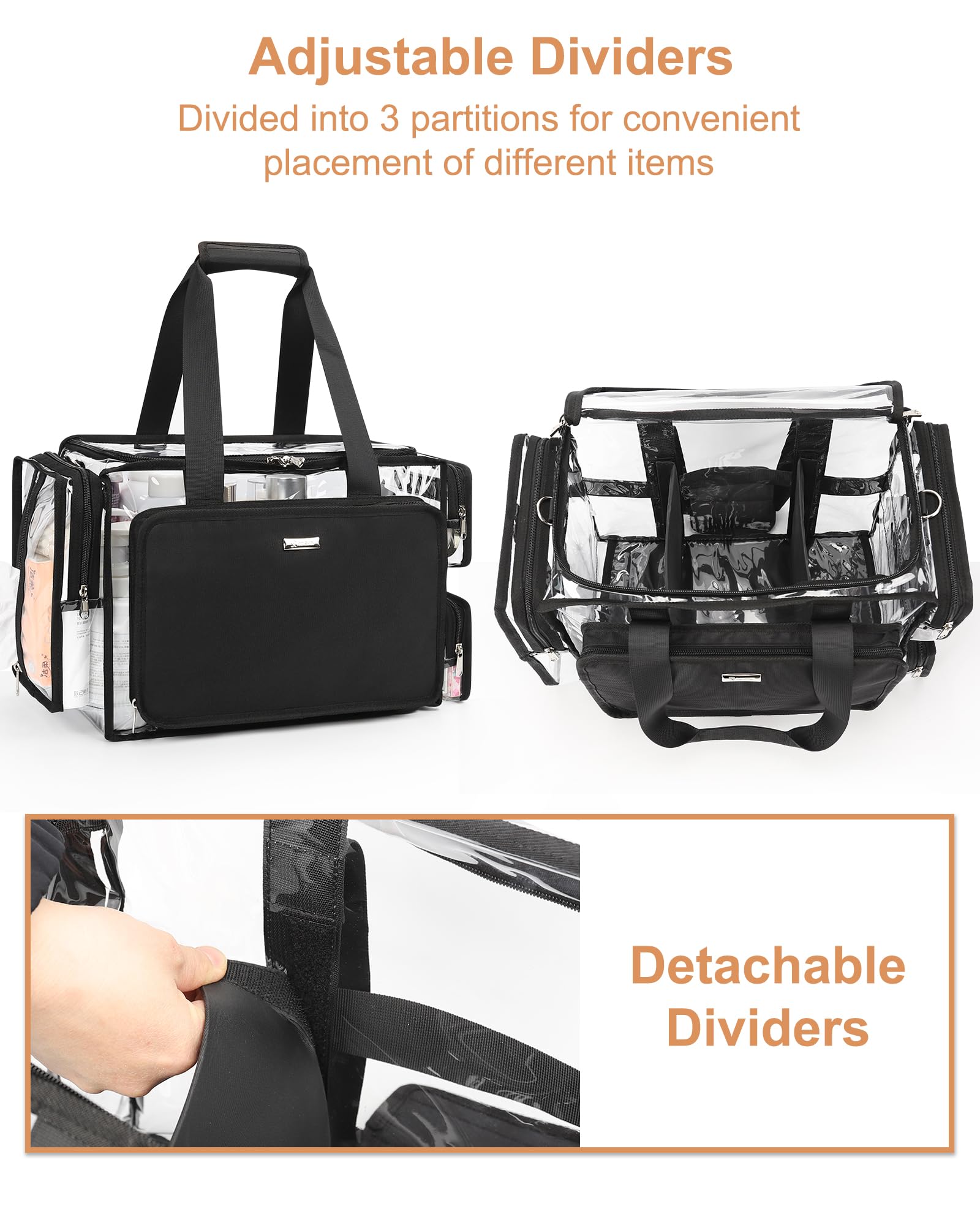 Relavel Professional Makeup Backpack & Large Clear Makeup Bag – Adjustable Dividers