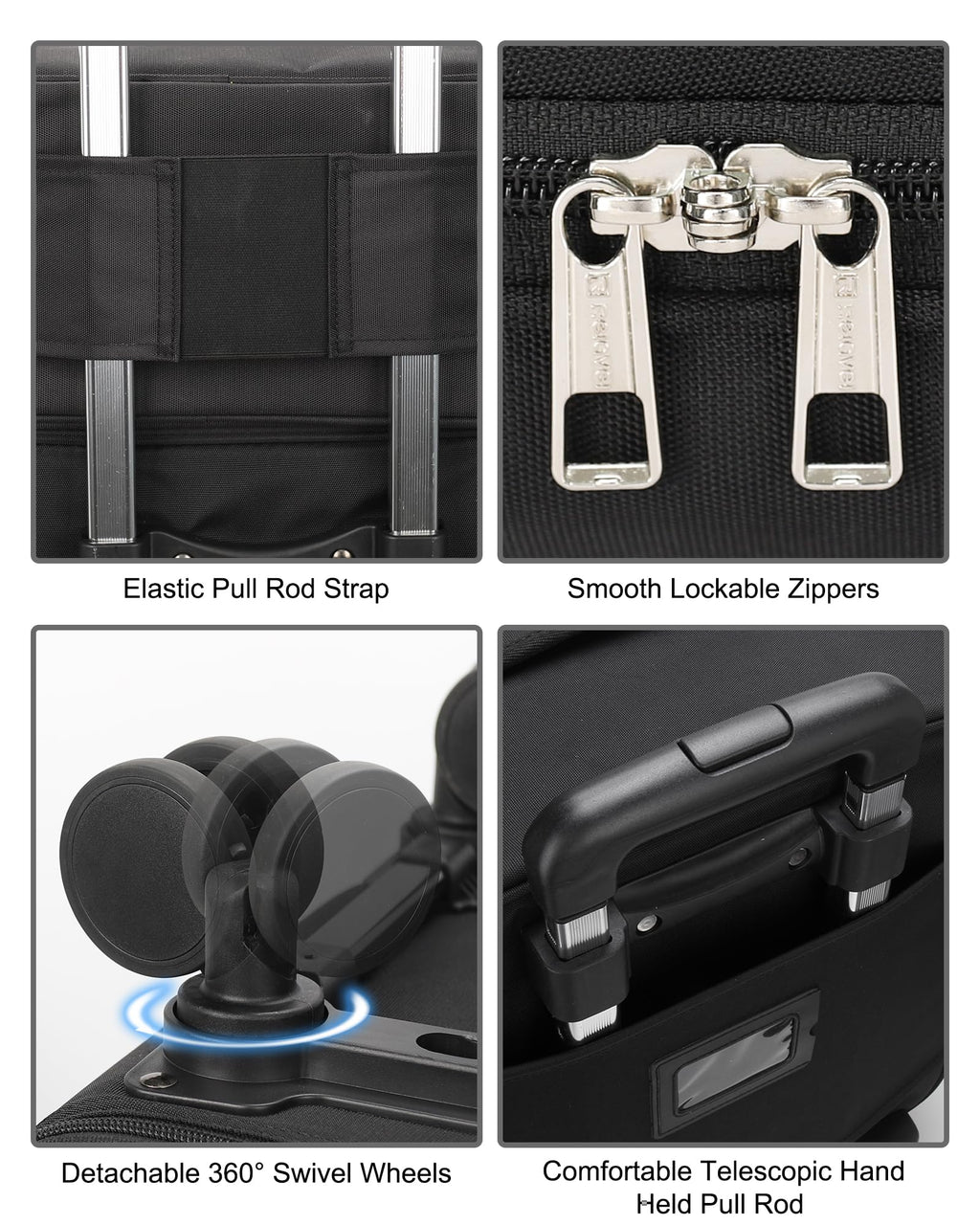 Relavel 3-in-1 Rolling Makeup Case | Pro Travel Trolley with Wheels (Black)
