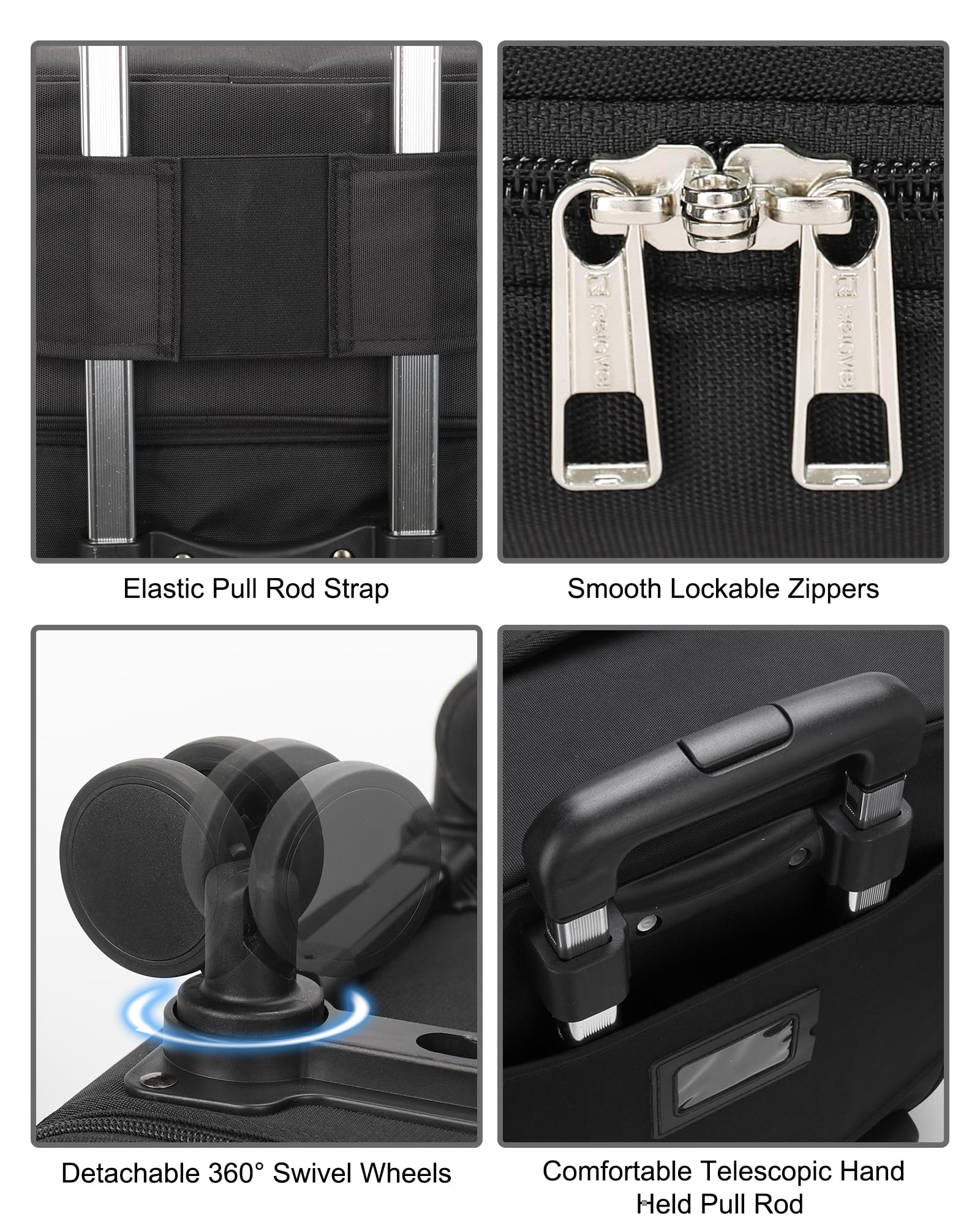 Relavel 3-in-1 Rolling Makeup Case | Pro Travel Trolley with Wheels (Black)
