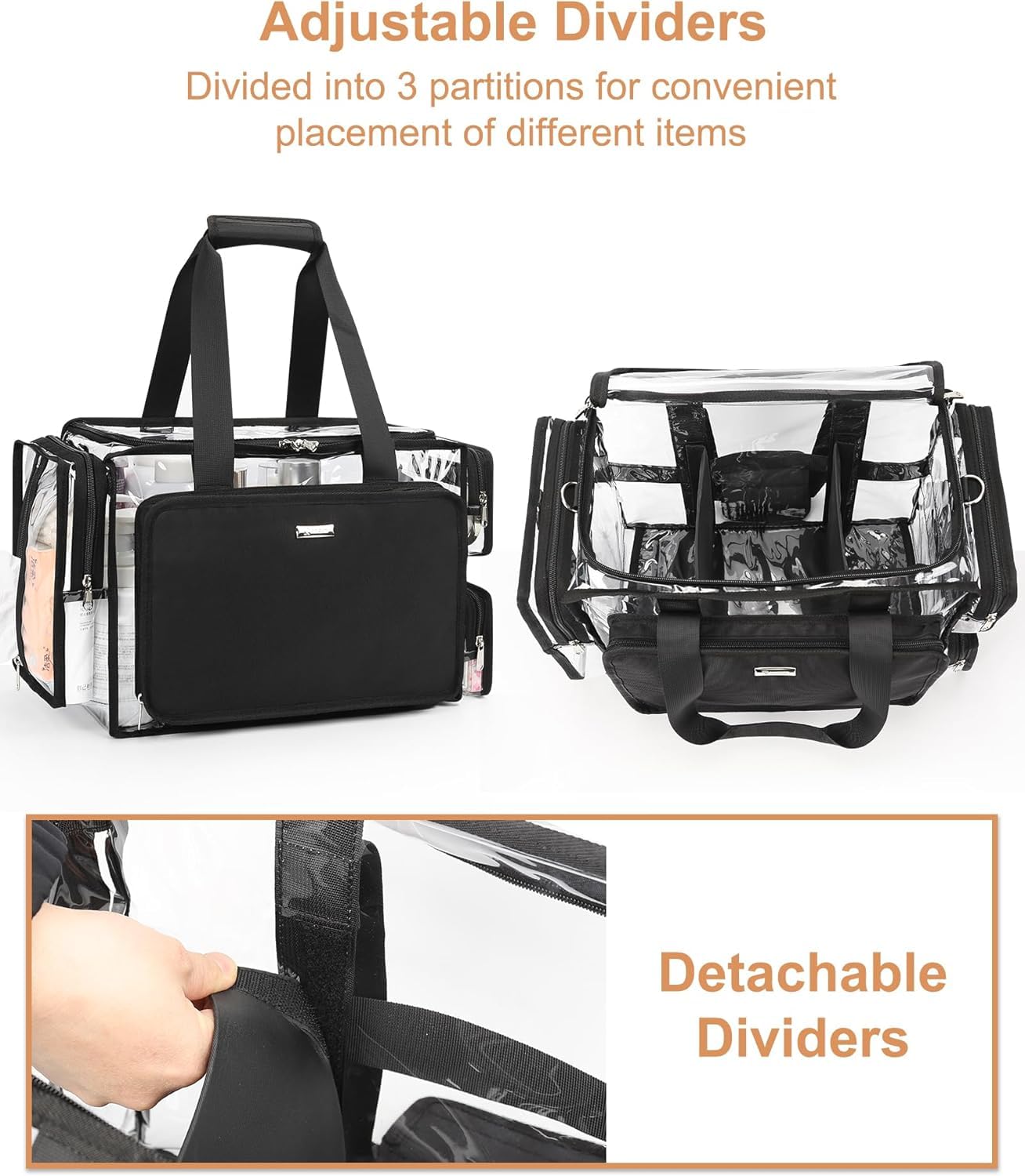 Relavel Clear Makeup Bag Kit with 4 Pouches – Large Transparent Organizer