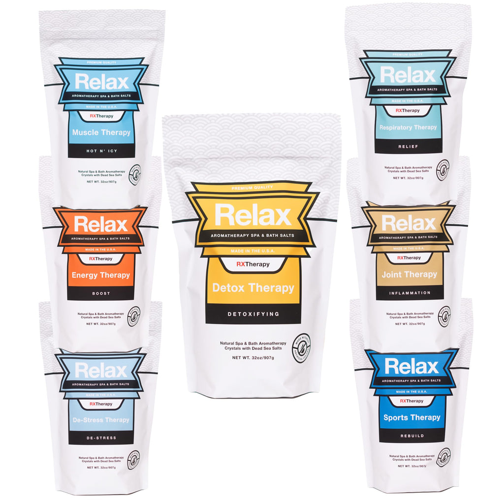Relax Spa & Bath RX Therapy 7-Pack: Epsom & Dead Sea Aromatherapy Bath Salts