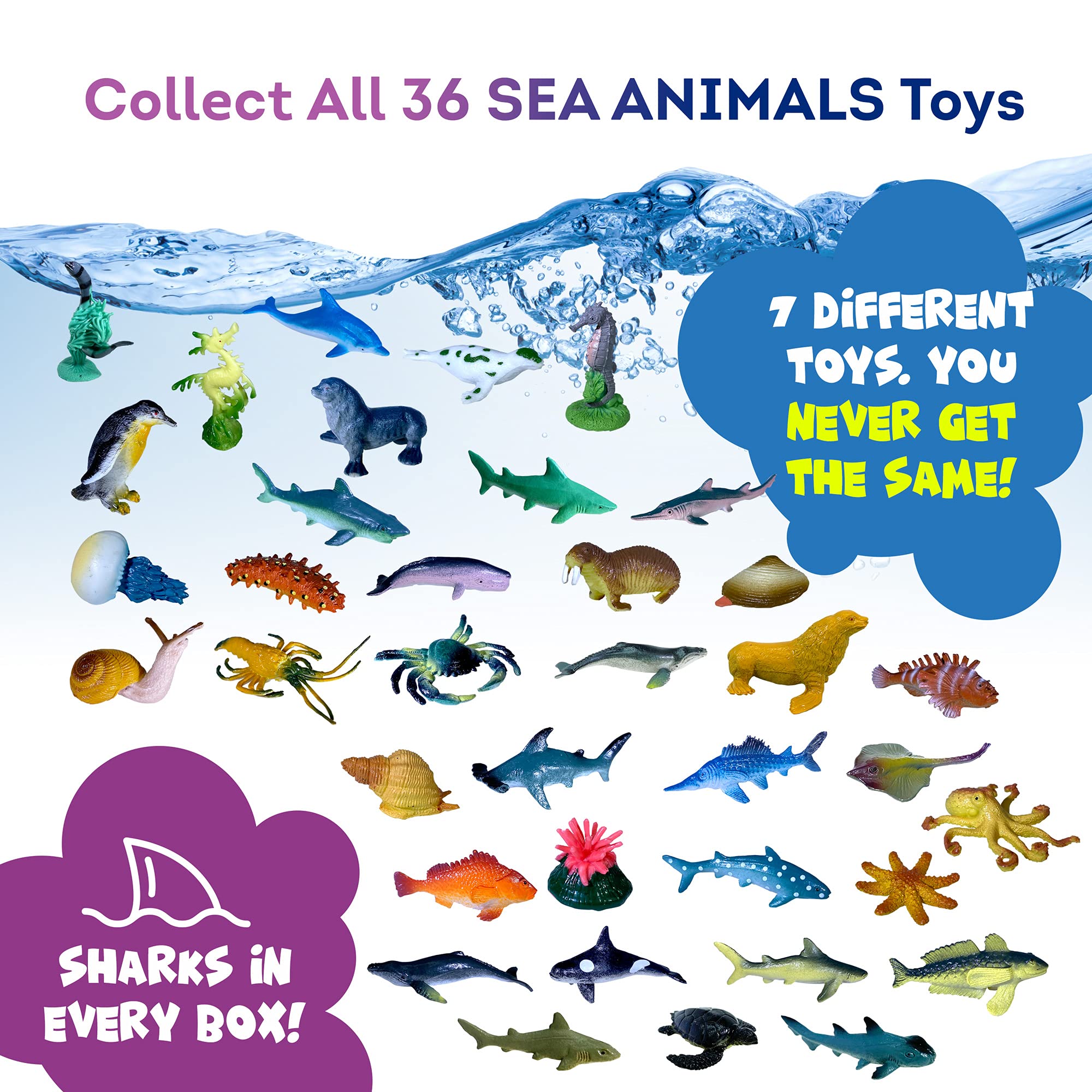 Relaxcation Made-in-USA Kids Bath Bombs with Toys Inside – 36 Ocean Toys Gift Set