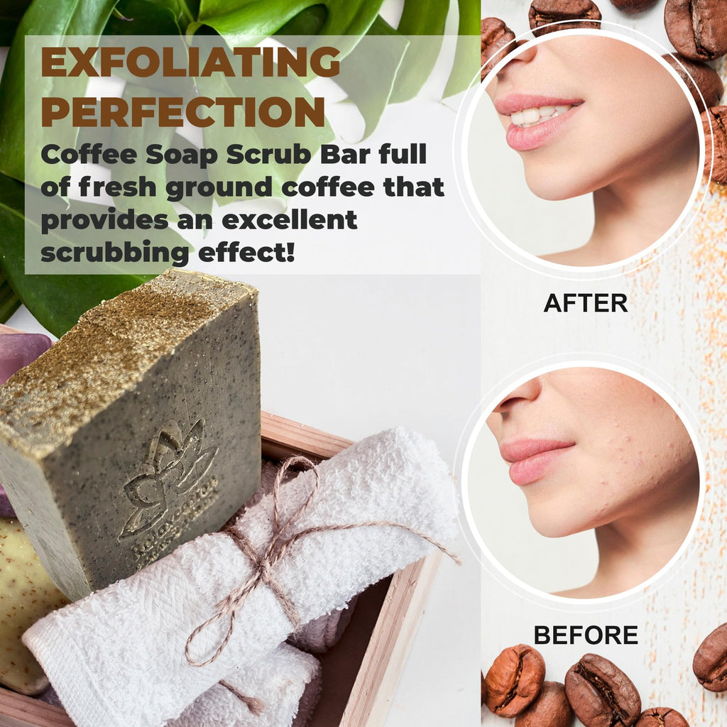 Relaxcation Coffee Scrub Soap Bar – Ground Coffee & Cocoa Butter Exfoliating Soap