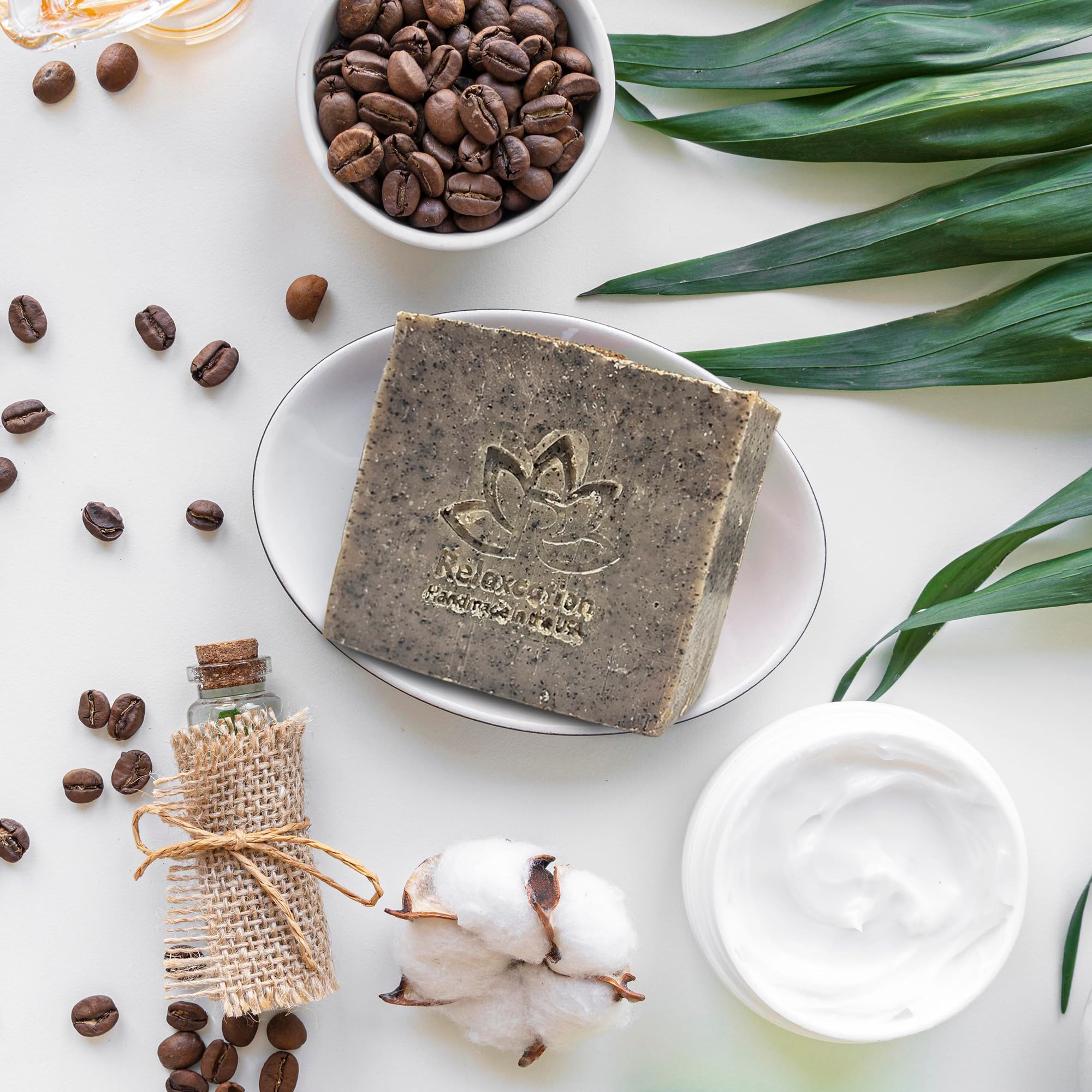 Relaxcation Coffee Scrub Soap Bar – Ground Coffee & Cocoa Butter Exfoliating Soap
