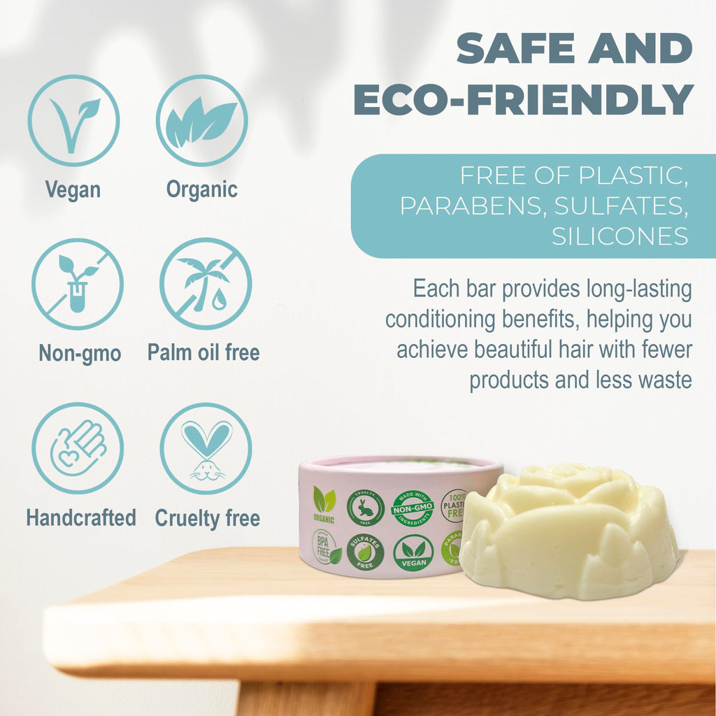 Relaxcation Organic Conditioner Bar for Damaged Hair – Unscented, Handmade in USA