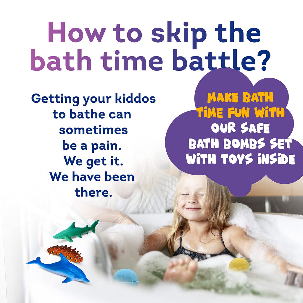 Relaxcation Made-in-USA Kids Bath Bombs with Toys Inside – 36 Ocean Toys Gift Set