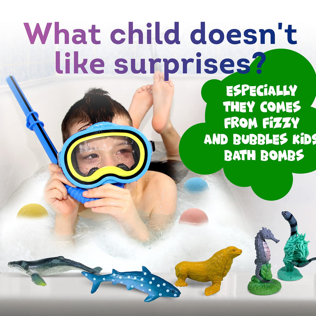 Relaxcation Made-in-USA Kids Bath Bombs with Toys Inside – 36 Ocean Toys Gift Set