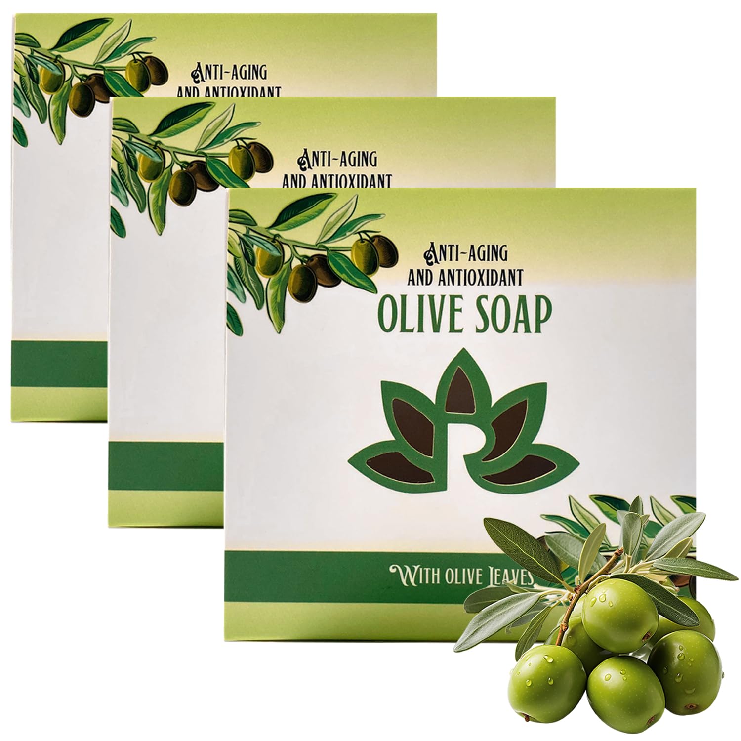 Relaxcation Olive Soap Bar – MADE IN USA, Organic Olive Oil & Leaves (3-Pack)