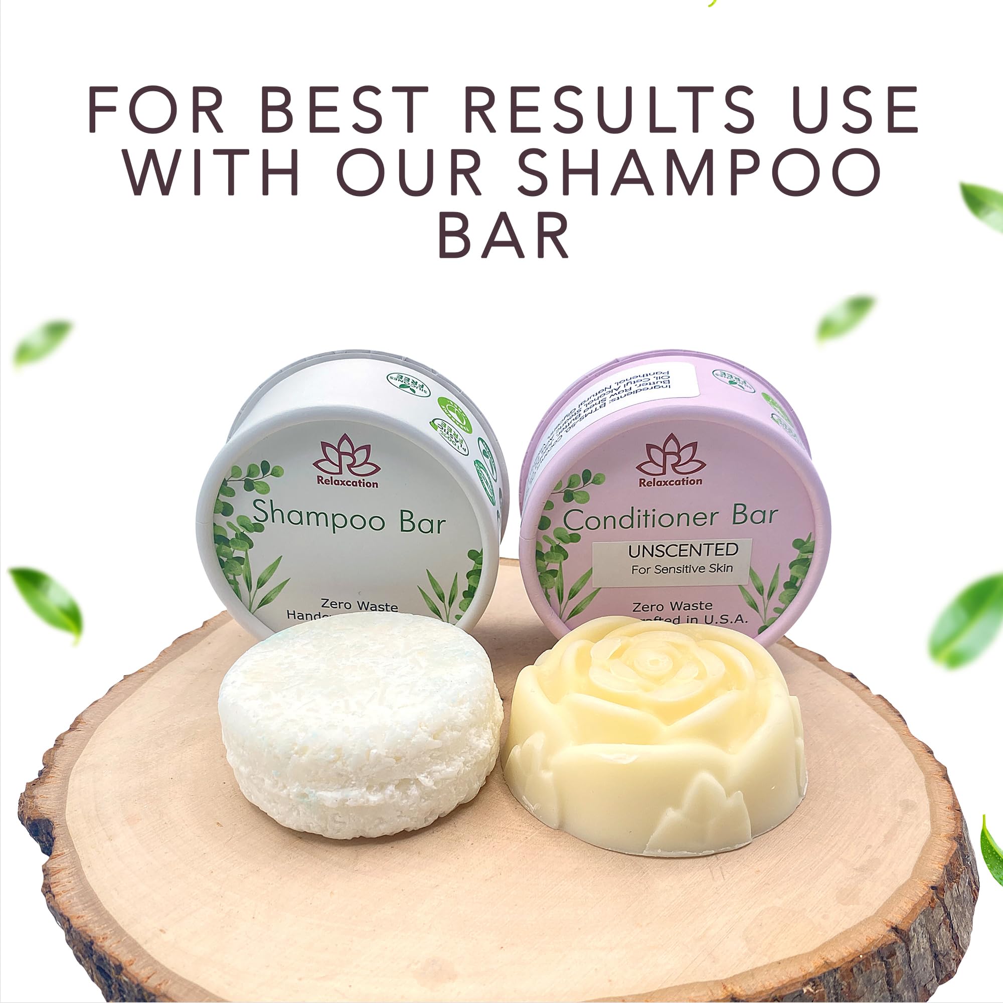 Relaxcation Organic Conditioner Bar for Damaged Hair – Unscented, Handmade in USA