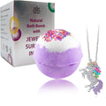 Relaxcation Unicorn Bubble Bath Bomb with Necklace Inside – 8 oz Gift Box, Natural Ingredients, Sensitive Skin Friendly