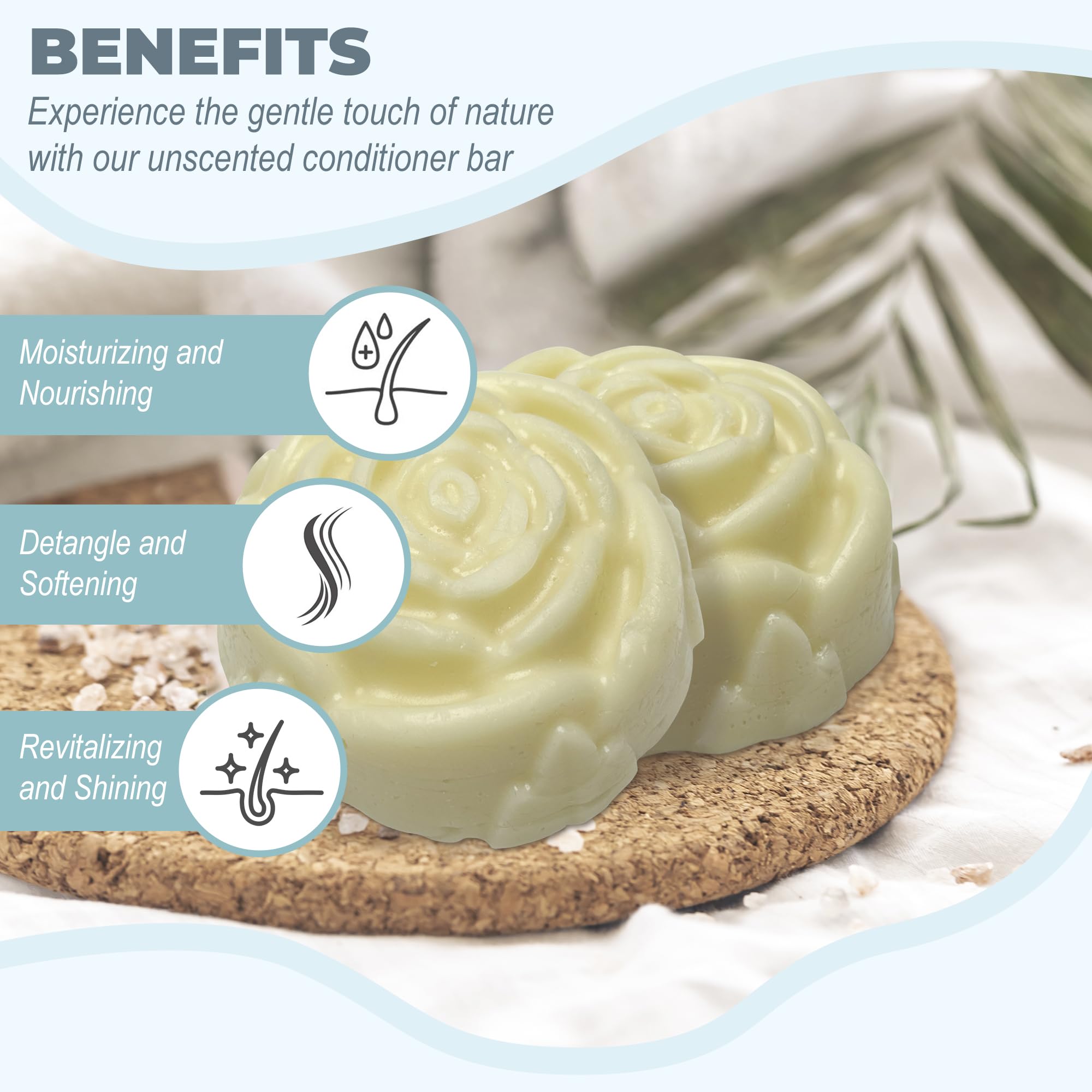 Relaxcation Organic Conditioner Bar for Damaged Hair – Unscented, Handmade in USA