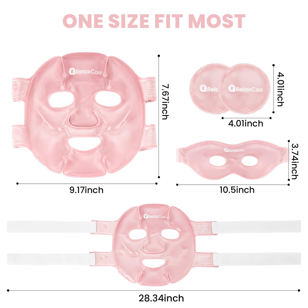 RelaxCoo Ice Face Eye Mask – Cold & Hot Gel Therapy for Dark Circles, Puffy Eyes & Headache Support