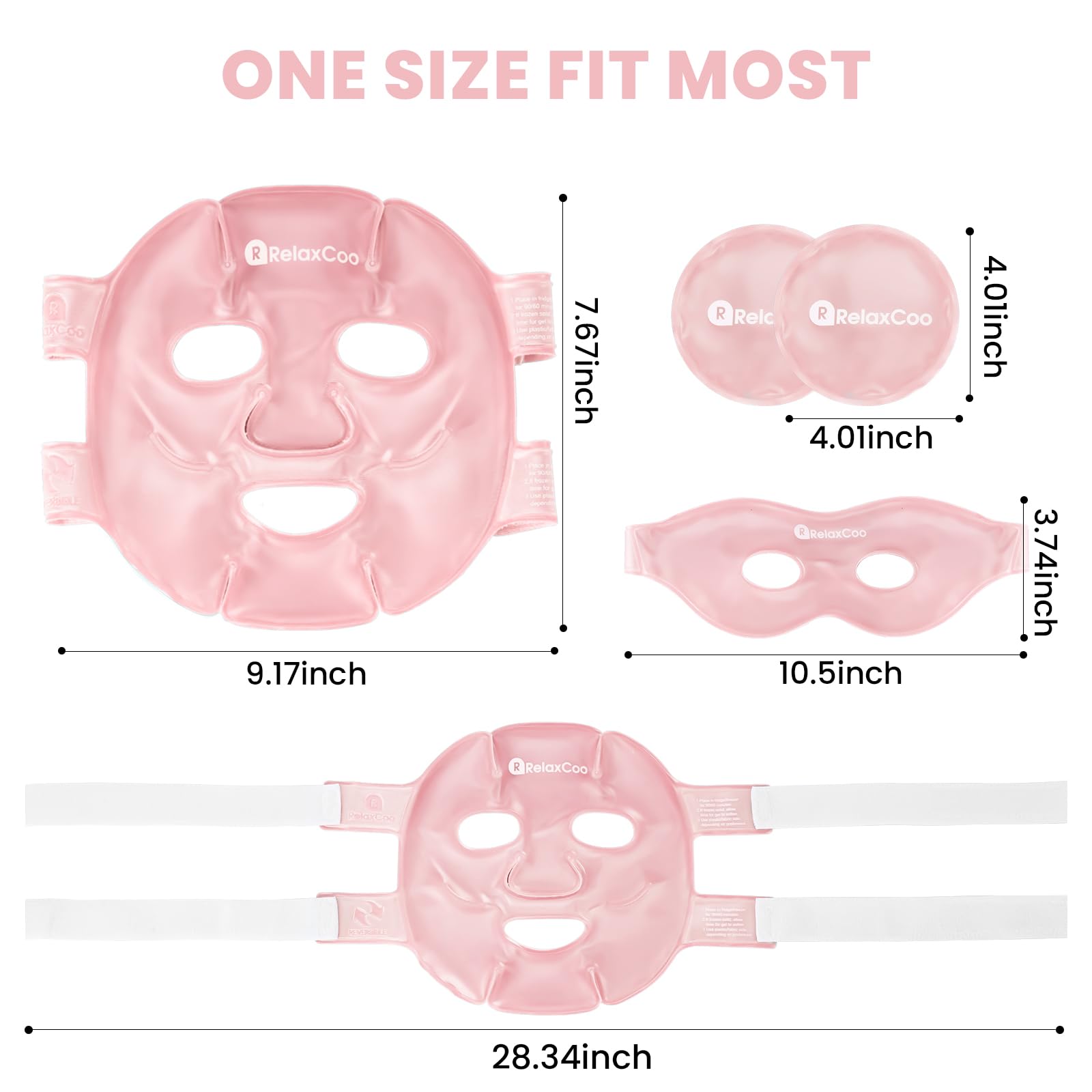 RelaxCoo Ice Face Eye Mask – Cold & Hot Gel Therapy for Dark Circles, Puffy Eyes & Headache Support