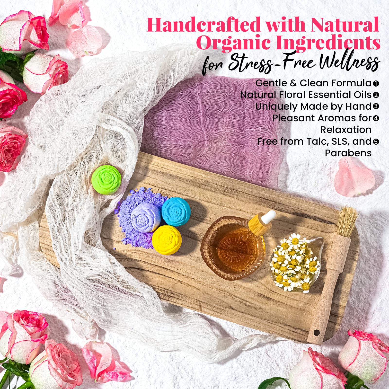 RelaxRose Bath Bomb Gift Set – 10 Handmade Bombs with 5 Aromatic Scents for Spa-At-Home Relaxation