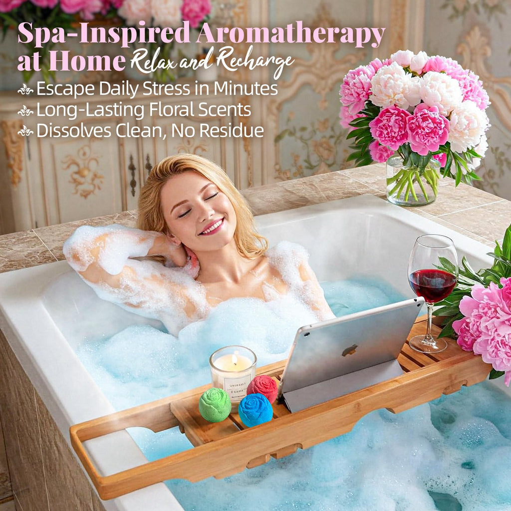 RelaxRose Bath Bomb Gift Set – 10 Handmade Bombs with 5 Aromatic Scents for Spa-At-Home Relaxation