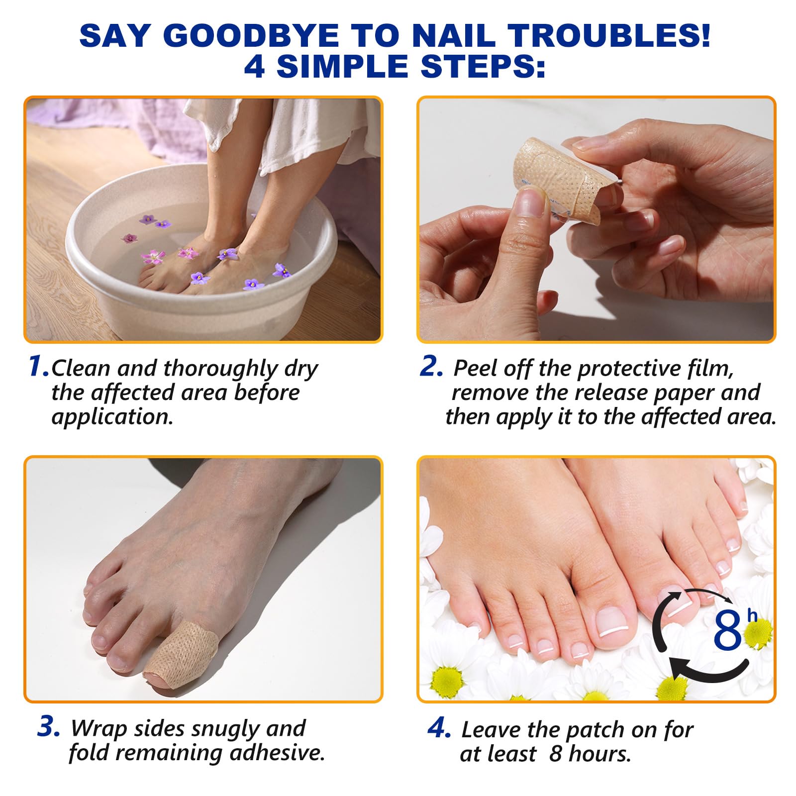 ReliCo Nail Treatment Patches (64 Pcs, 2 Pack) Night Repair for Discolored & Thickened Nails