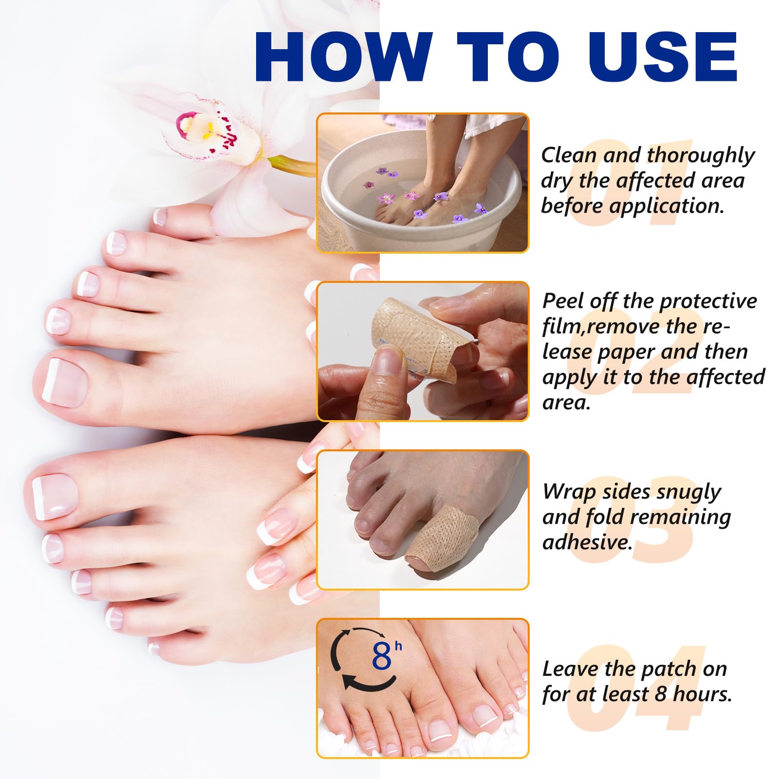 ReliCo Nail Treatment Patches (64 Pcs, 2 Pack) Night Repair for Discolored & Thickened Nails