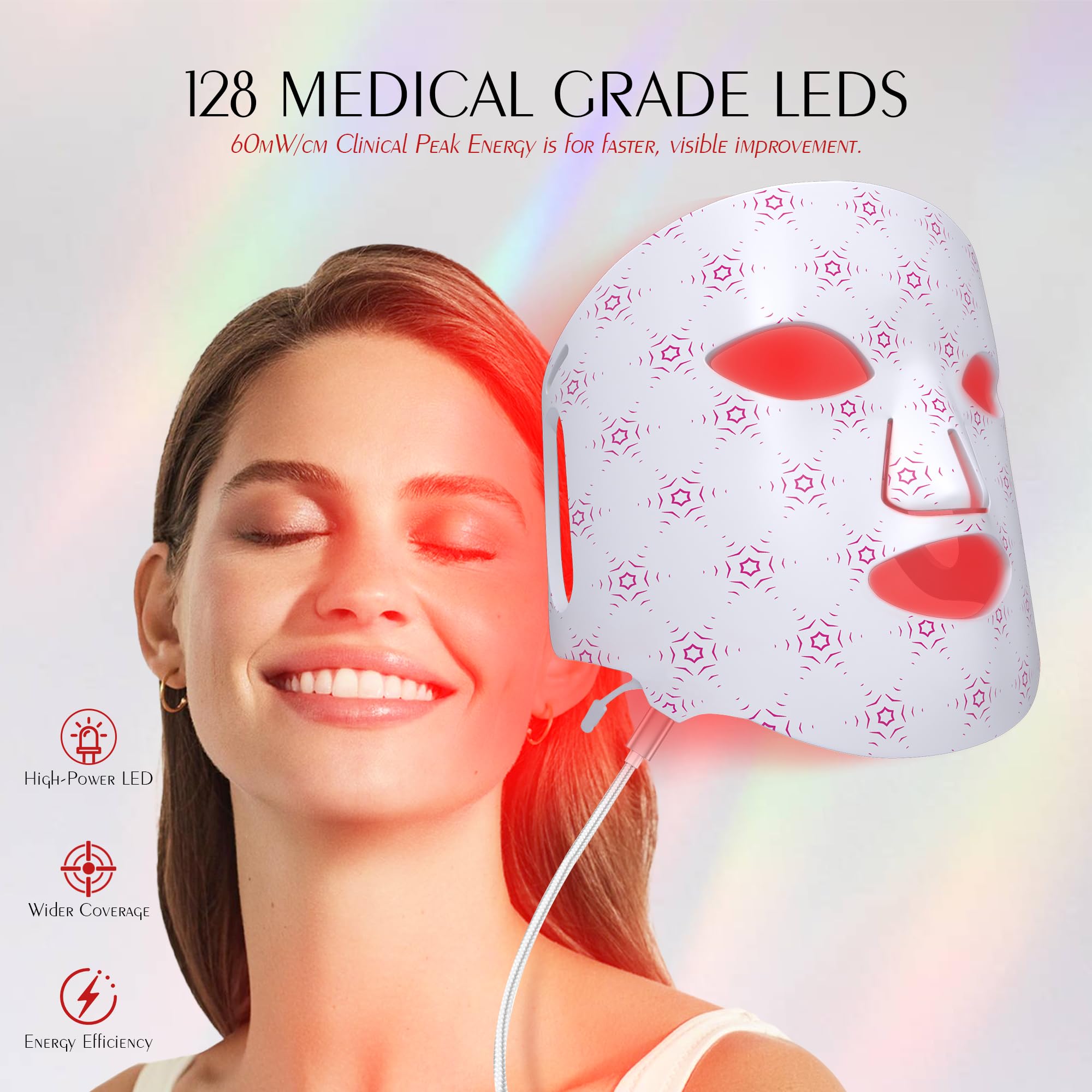ReLuien Red Light Mask for Face – Silicone Soft LED Mask with Remote, 660nm & 850nm, At-Home Skin Therapy