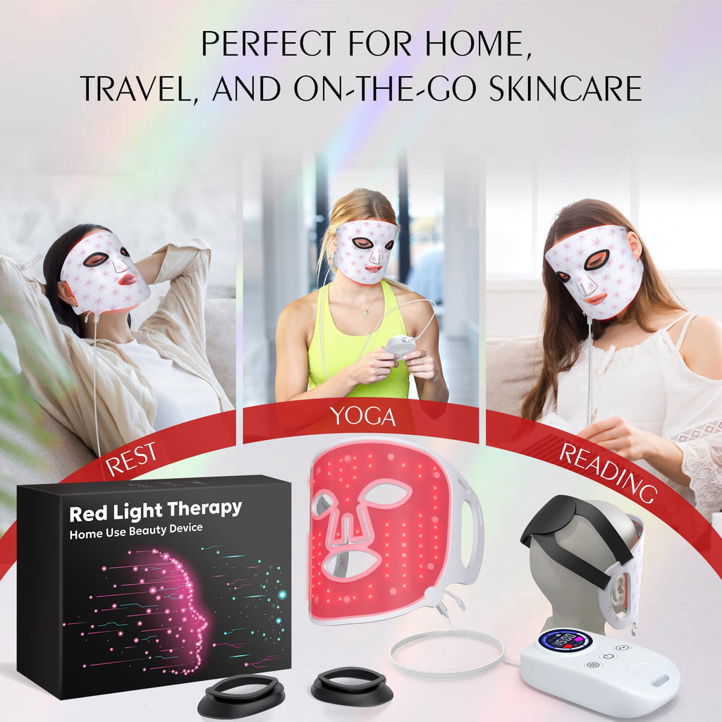 ReLuien Red Light Mask for Face – Silicone Soft LED Mask with Remote, 660nm & 850nm, At-Home Skin Therapy