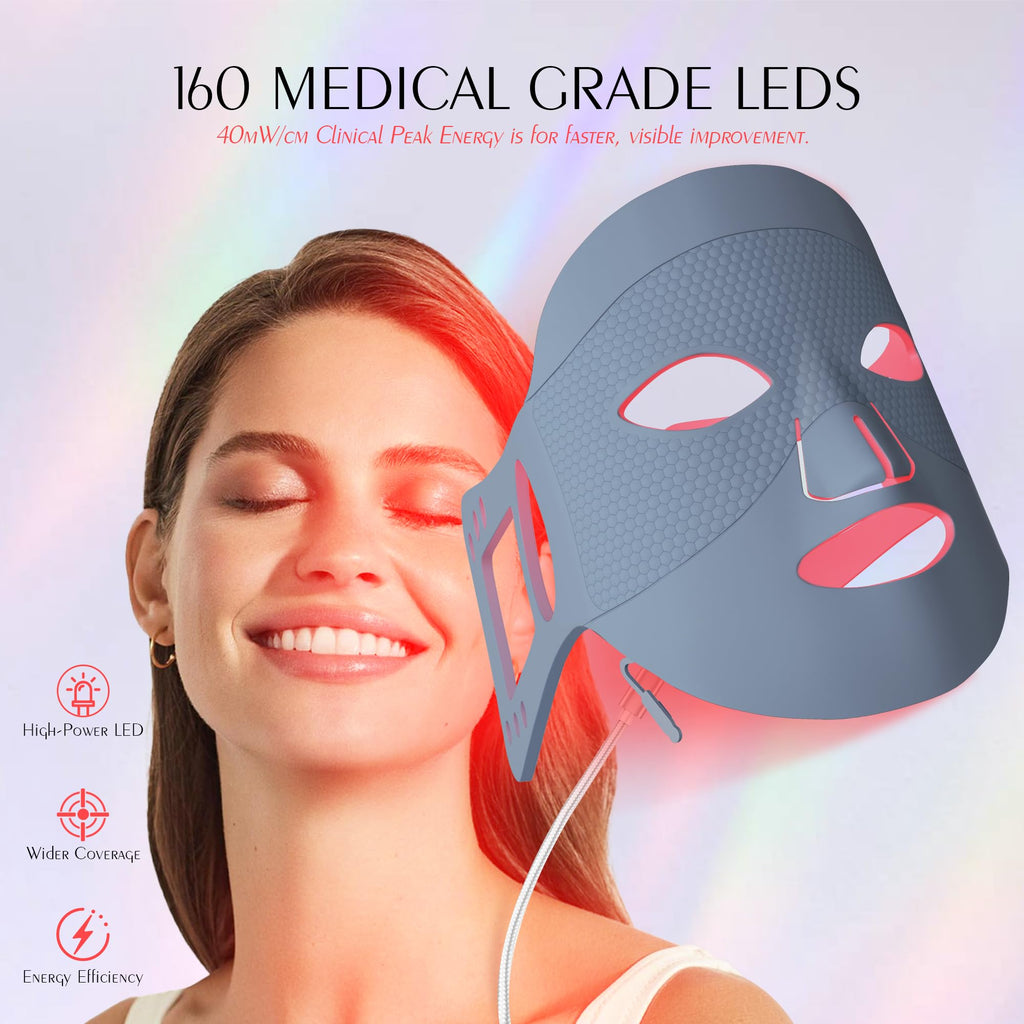 ReLuien Red Light Therapy Mask | Flexible Silicone LED Face Mask with 630nm Red Light & 850nm Near-Infrared