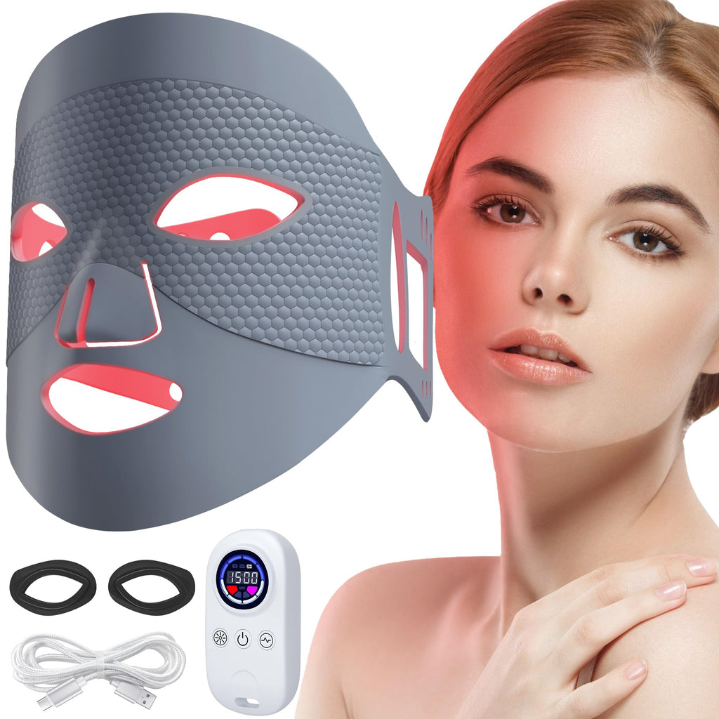 ReLuien Red Light Therapy Mask | Flexible Silicone LED Face Mask with 630nm Red Light & 850nm Near-Infrared