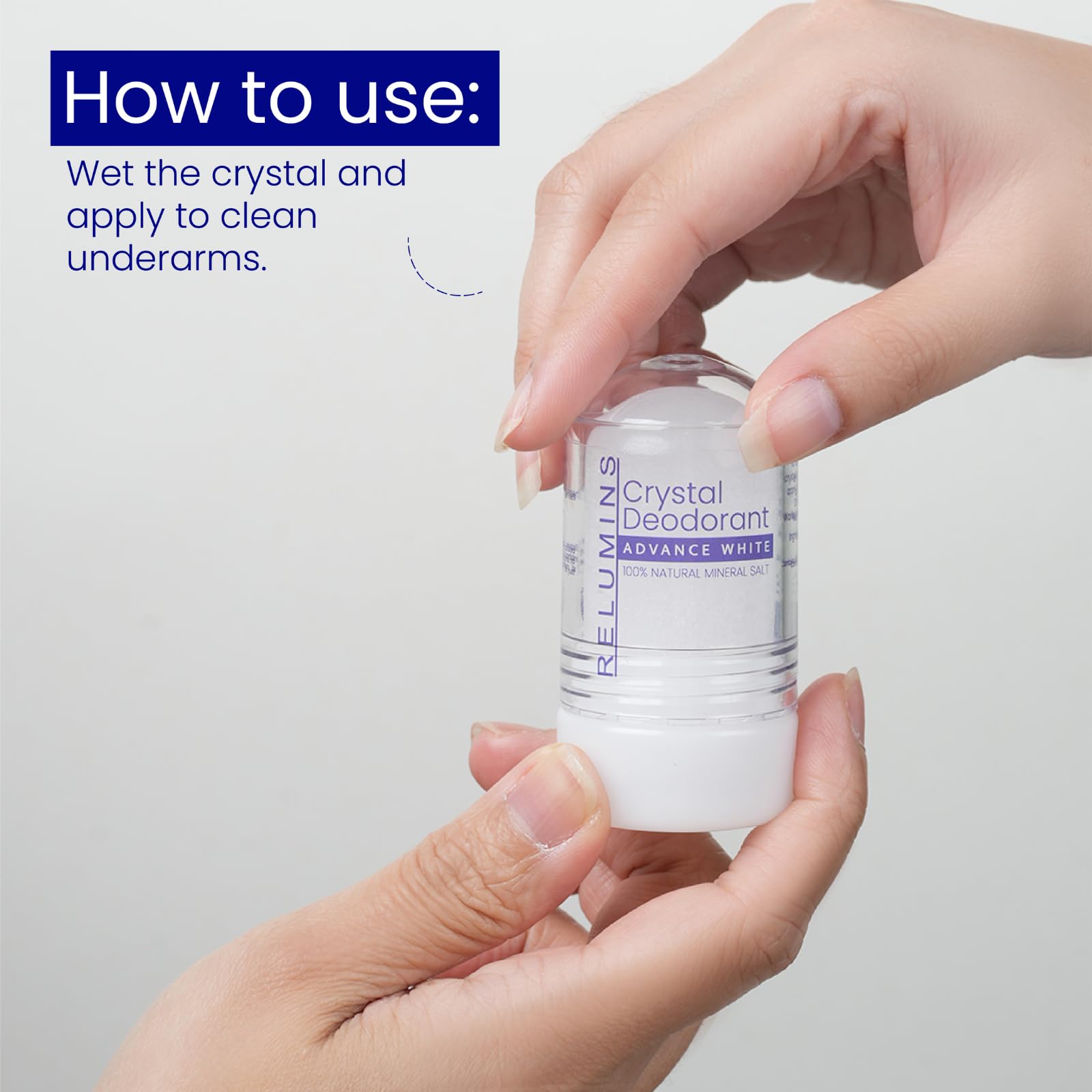 Relumins Crystal Deodorant – Aluminum-Free Mineral Salt Roll-On, 60g x 3