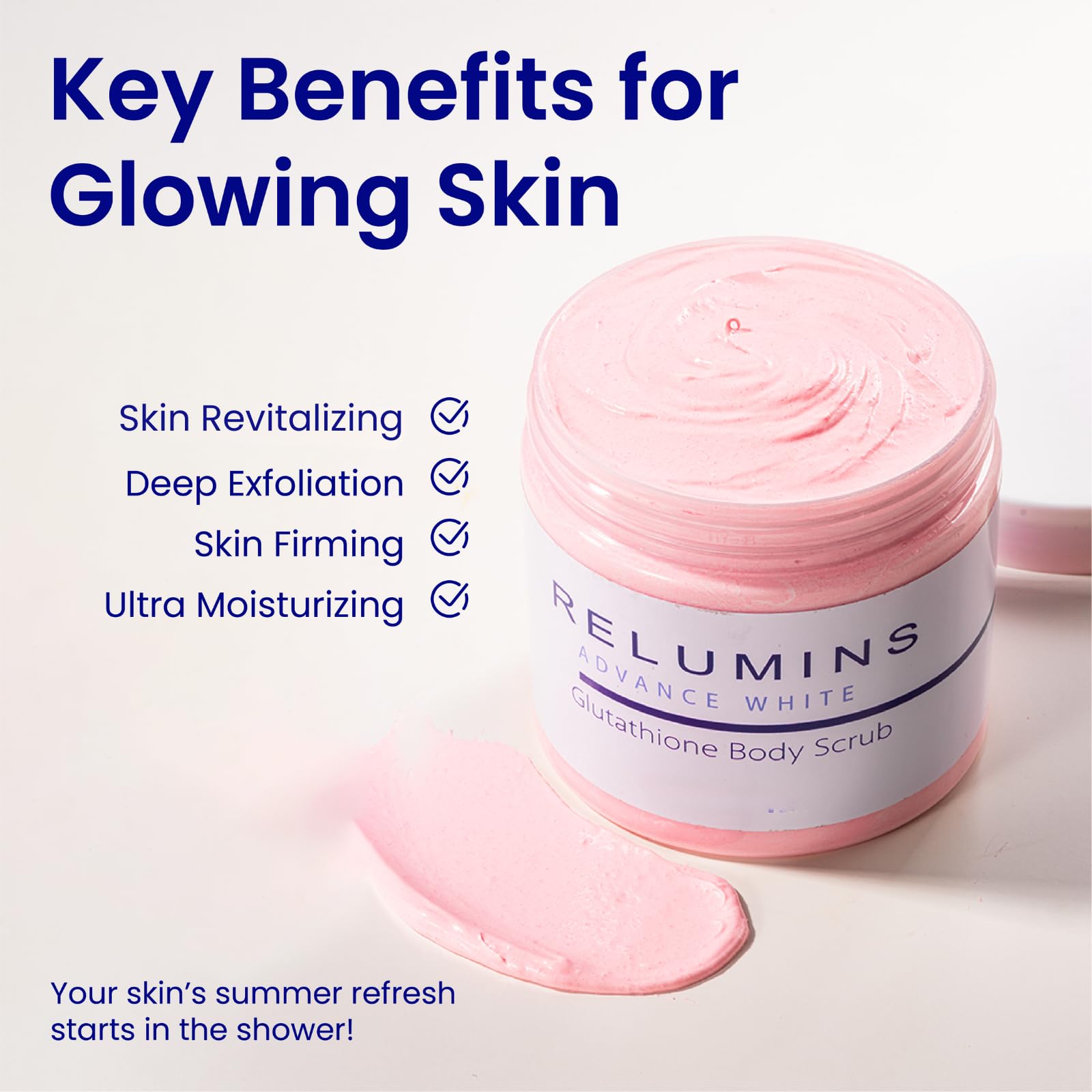 Relumins Premium Summer Body Scrub with Glutathione, Rosehip & Sea Salt – 400ml