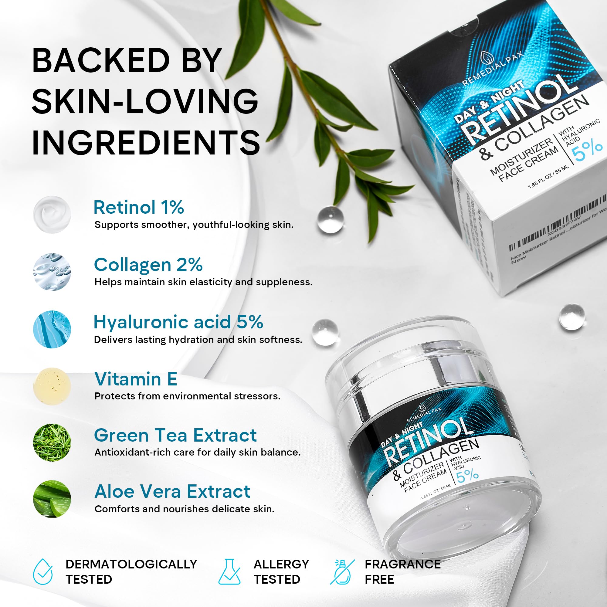 Remedial Purity Aesthetics Experience Face Moisturizer – Retinol Cream with Collagen & Hyaluronic Acid (1.85 fl oz)