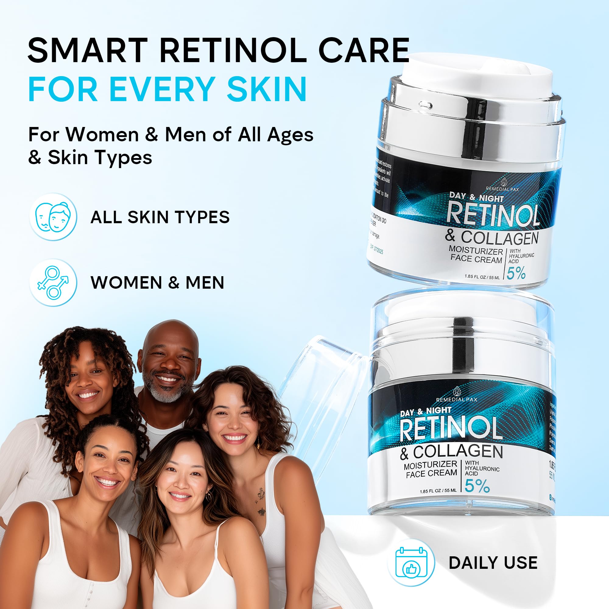 Remedial Purity Aesthetics Experience Face Moisturizer – Retinol Cream with Collagen & Hyaluronic Acid (1.85 fl oz)