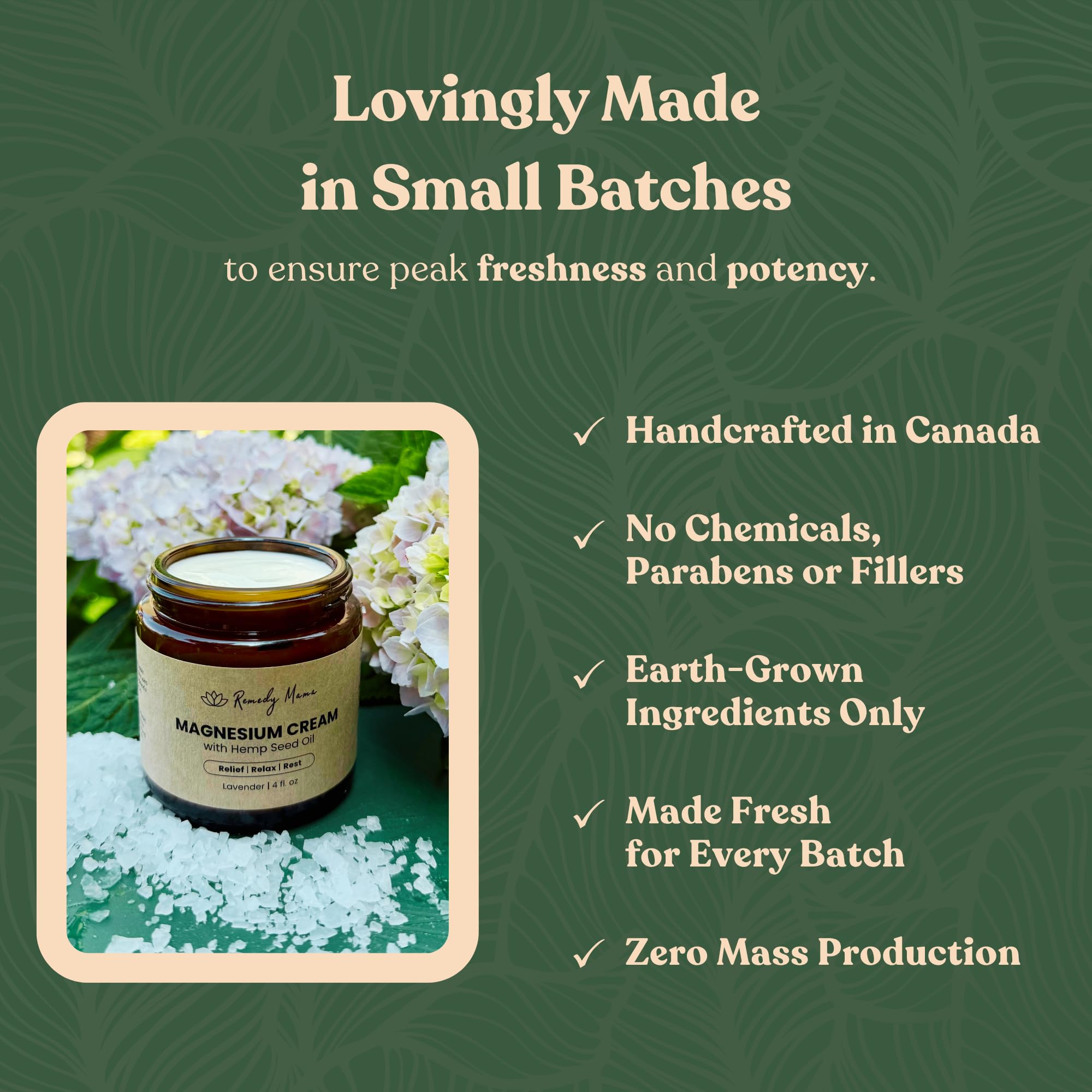 Remedy Mama Magnesium Cream for Sleep, Cramps & Muscle Soreness – Lavender, 4oz Glass Jar – Made in Canada
