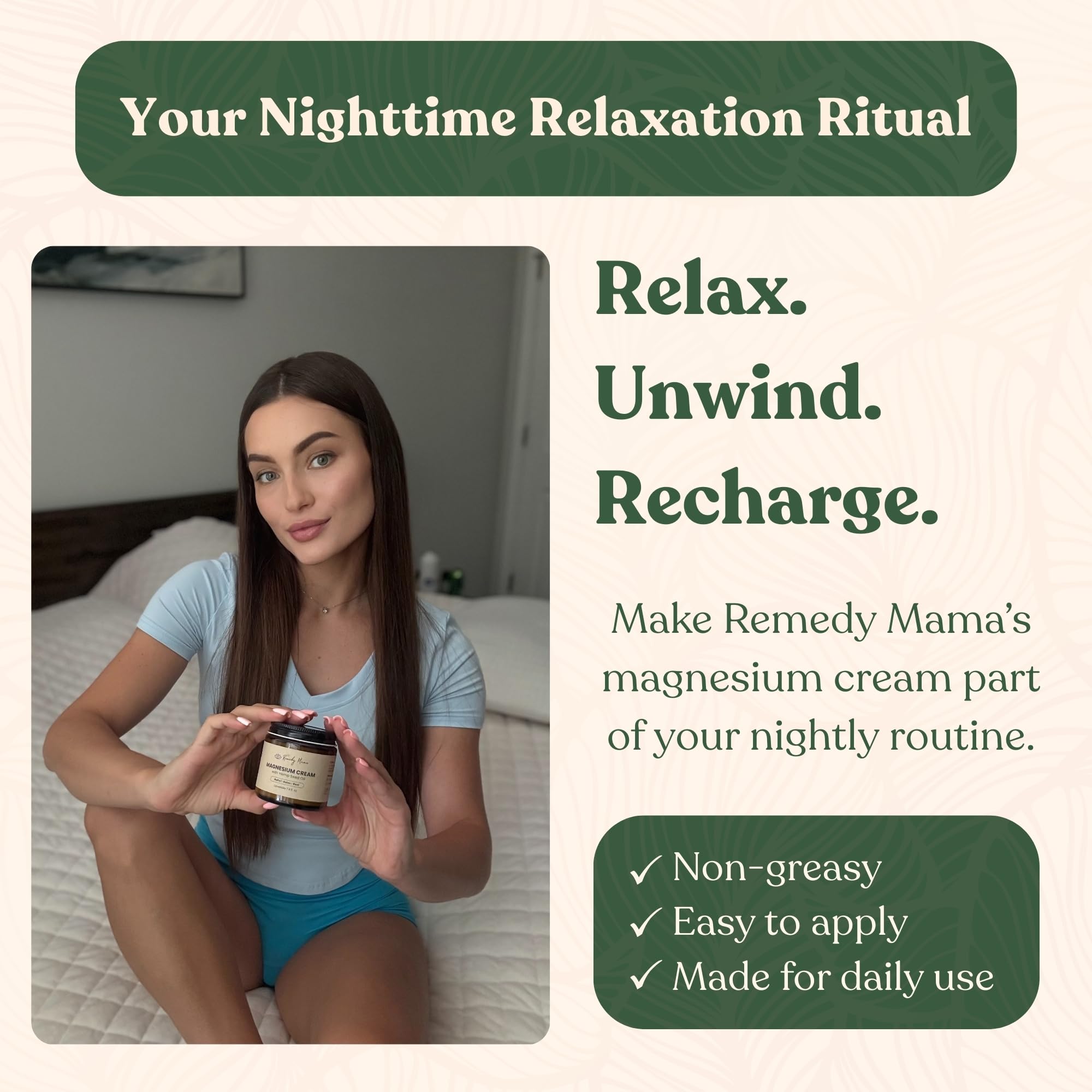 Remedy Mama Magnesium Cream for Sleep, Cramps & Muscle Soreness – Lavender, 4oz Glass Jar – Made in Canada