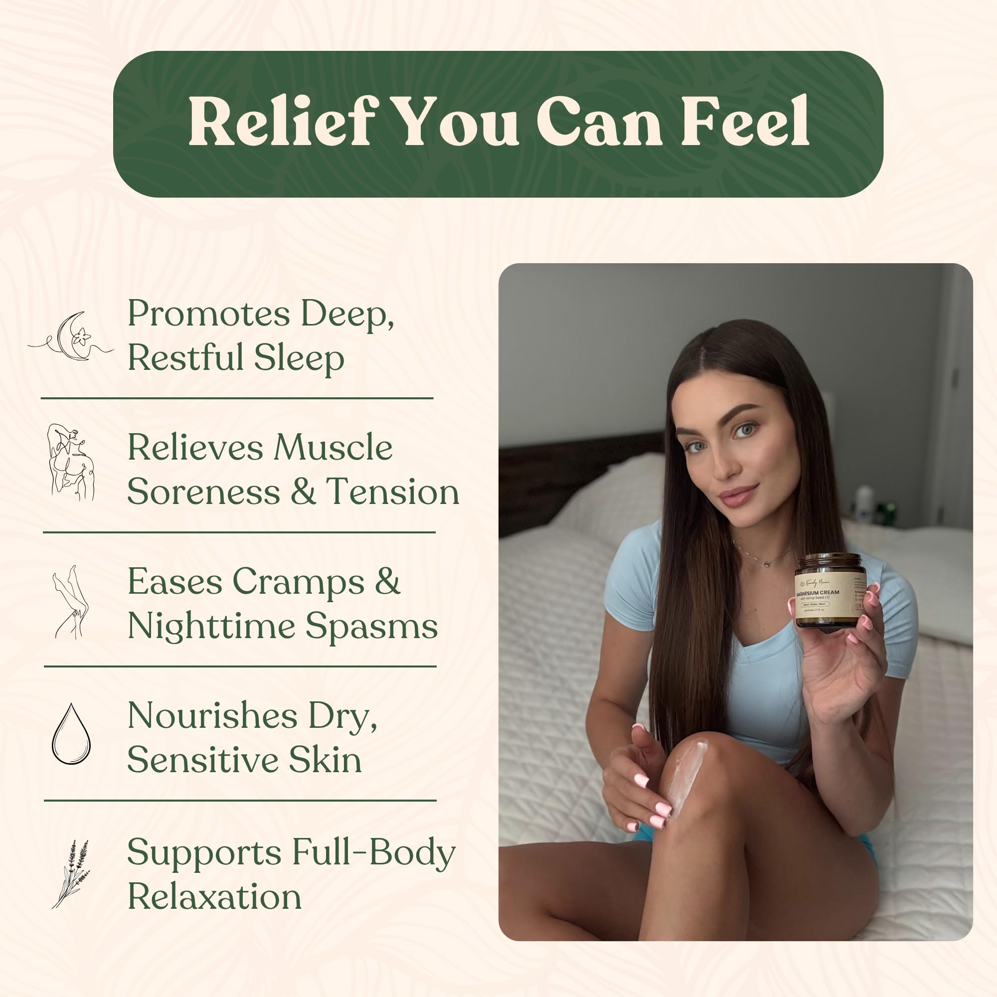 Remedy Mama Magnesium Cream for Sleep, Cramps & Muscle Soreness – Lavender, 4oz Glass Jar – Made in Canada