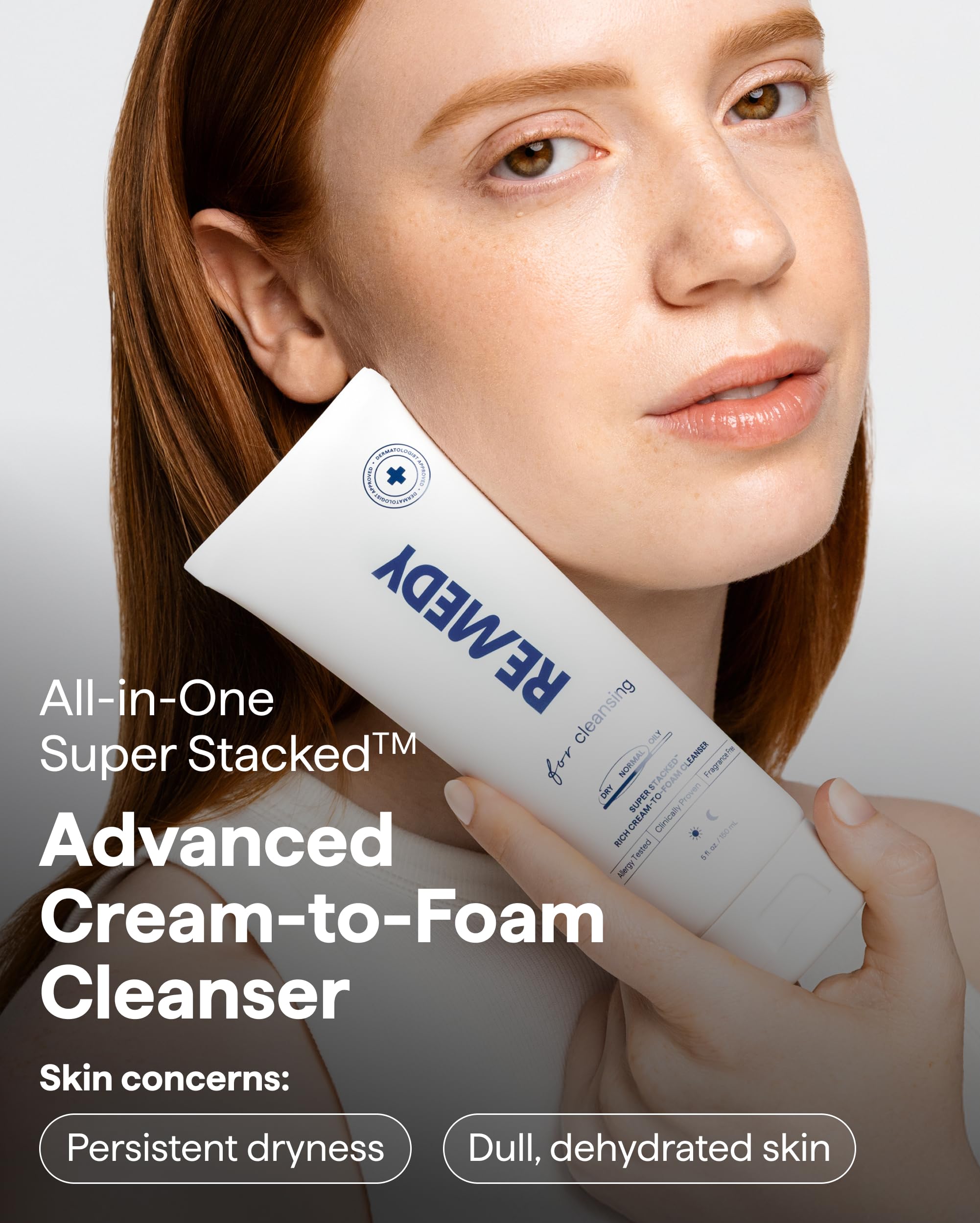Remedy Science Rich Cream Cleansing | Cream-to-Foam Cleanser with Ceramides, Glycerin & Panthenol | Hydrating Cleanser for Normal–Dry Skin | By Dr. Shah | 5 fl oz