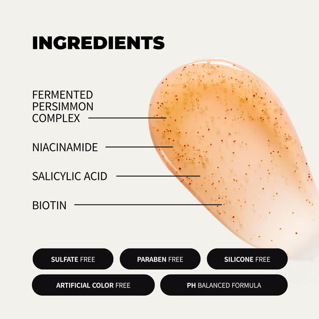 Rememberin Persimmon Shampoo for Odor Control – Korean Persimmon Extract, Sulfate-Free & Gentle, pH-Balanced for Sensitive Scalp, 24-Hour Freshness (17.63 oz / 500 g)