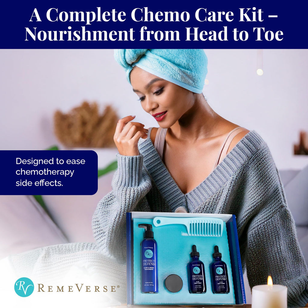 RemeVerse Chemo Care Kit - 6-Piece Skincare & Haircare Set for Chemotherapy (Fragrance-Free, USA-Made)