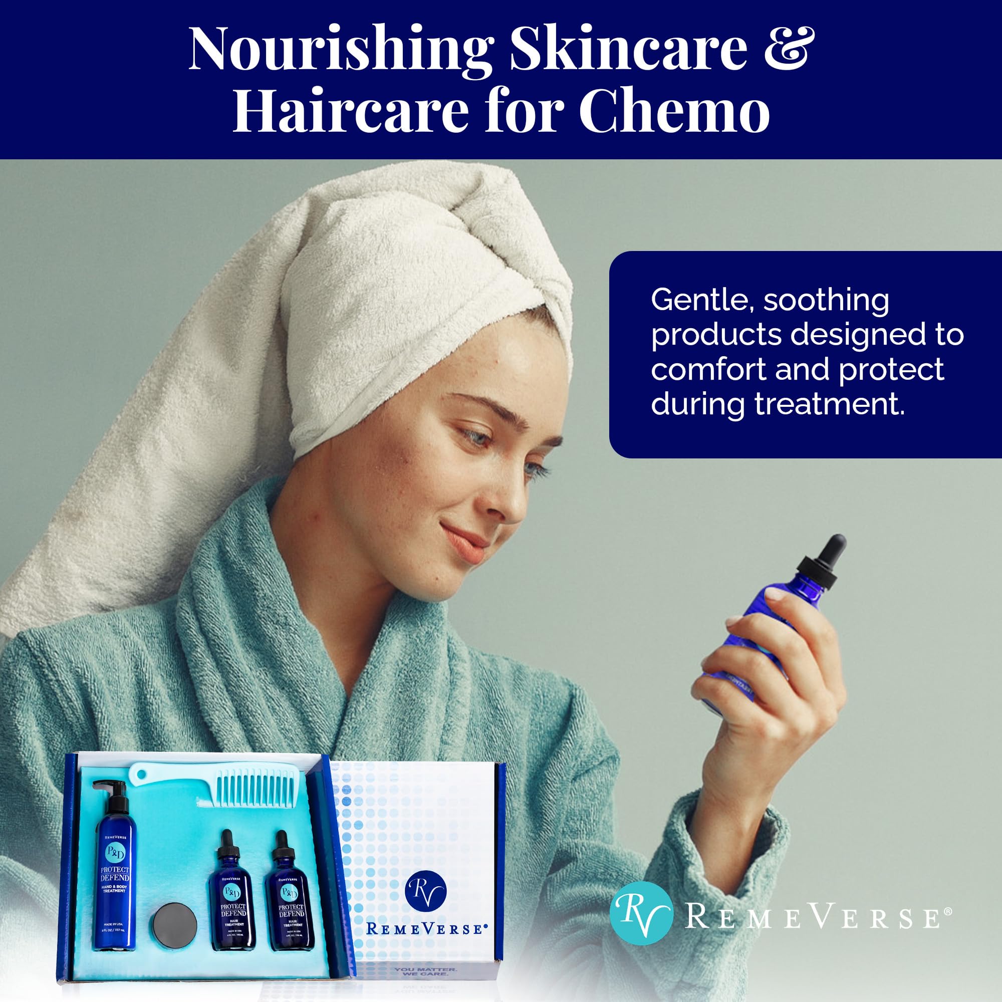RemeVerse Chemo Care Kit - 6-Piece Skincare & Haircare Set for Chemotherapy (Fragrance-Free, USA-Made)